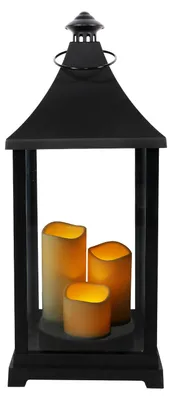 Produktbild von Große Laterne Windlicht Stalllaterne Gartenlaterne inkl. 3 LED Kerzen Timer H59xB24cm