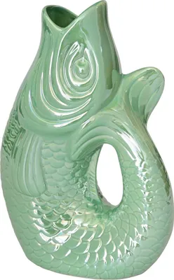 Produktbild von Gift Company Vase Monsieur Carafon L, Dekovase in Fisch-Form, Steingut, Rainbow Mint, 31cm, 1087405092