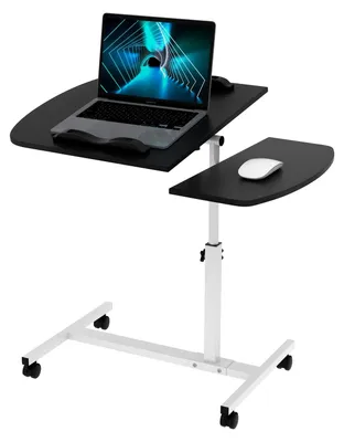 Produktbild von Rollbarer Schreibtisch Laptop Computertisch - Höhenverstellbarer Bett- und Sofatisch - Klappbar 60 x 40 cm Platte - Metallgestell - Schwarz