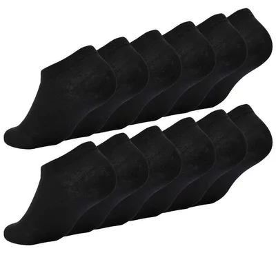 Produktbild von 12 Paar Damen Sneaker Socken Basic Baumwolle, 12 Paar, schwarz 35-38