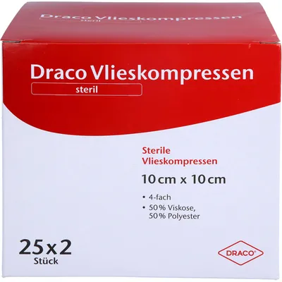 Produktbild von VLIESSTOFFKOMPRESSEN 10x10CM STERIL 4FACH, 25X2 St KOM