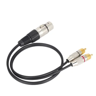 Zdjęcie produktu dla Rozdzielacz audio, 1 kabel żeński XLR na podwójny kabel męski RCA, kabel krosowy Y Splitter, rozdzielacz audio XLR na RCA, 1 kabel żeński na 2 kable męskie, rozdzielacz przewodów audio