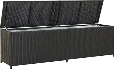 Obrázek produktu pro Zahradní úložný box polyratan 200 x 50 x 60 cm černý