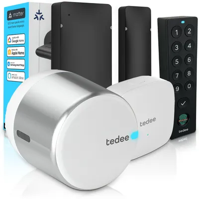 Immagine prodotto di tedee GO2 Alu Serratura Smart WiFi | Bridge, Impronta Digitale, Sensore Porta, Blocco Automatico | Matter, Alexa, Google Home, Apple HomeKit