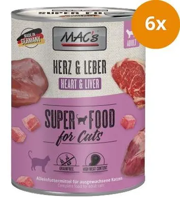 Obrázok produktu pre MAC's 862, Dospelý, Akékoľvek plemeno, Srdce, Pečeň, 800 g, Bez obilnín