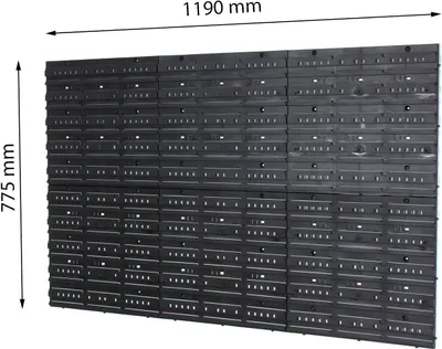 A large, dark gray storage system composed of many individual boxes arranged in a grid.