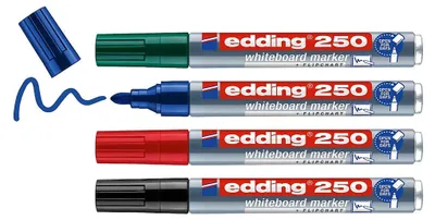 Produktbild von edding 250 Whiteboardmarker - bunte Farben - 4 Whiteboard Stifte - Rundspitze