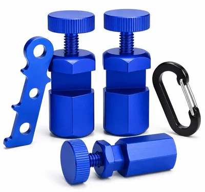 Produktbild von Treppenlehre Winkelanschlag für Schreiner und Handwerker mit schwarzem Haken blau und ±0,5 mm Genauigkeit