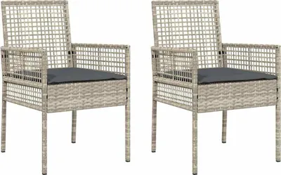 Image de vidaXL Chaise de jardin, lot de 2, gris clair, 55 x 53 x 85 cm, polyrotin