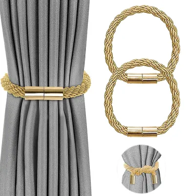 Produktbild von Magnetische Gardinenhalter mit Kordel (2 Stück, gold)