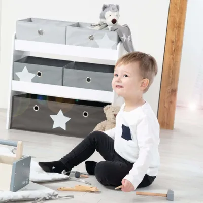 Immagine prodotto di roba scaffale da gioco "Stars", scaffale per giocattoli con 5 scatole in tessuto, scaffale portaoggetti, per bambini e bambine