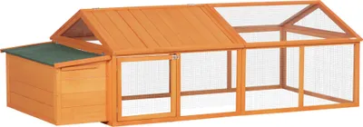 Image de PawHut Poulailler pour poules, cage à poule, avec nichoir, porte et toit ouvrable, pour 4 et 8 poules, en bois, orange