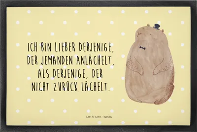 Produktbild von Mr. & Mrs. Panda Gummimatte Murmeltier 40 x 60 cm - Gelb Pastell - Geschenk, Knigge, Respekt, Bodenvorleger, Fußabtreter, Freundlichkeit, fußmatte, Anstand, Eingangsmatte