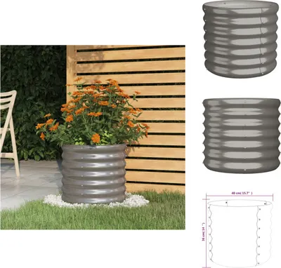 Produktbild von vidaXL Pflanzkübel Pulverbeschichteter Stahl 40x40x36 cm Grau - Blumentöpfe & Pflanzgefäße