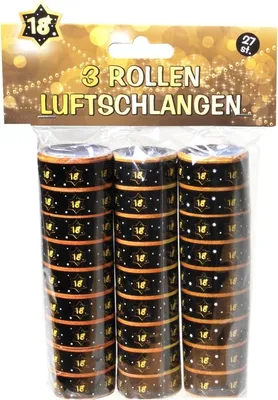 Produktbild von Luftschlangen Geburtstag 18 schwarz-gold