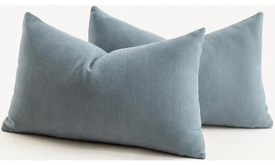 Produktbild von 2er Set Kissenbezüge 40x60 cm Blau Chenille weich Dekokissenhülle