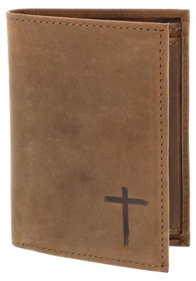 Produktbild von oxmox Leder Geldbörse Leather RFID Protect Kombibörse Freedom Cross Embossed Vintage Light Brown braun