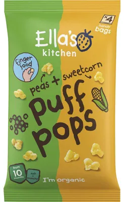 Imagen del producto de Ella's Kitchen Puff Pops Guisantes + Maíz 36g snack bebé a partir de 10 meses