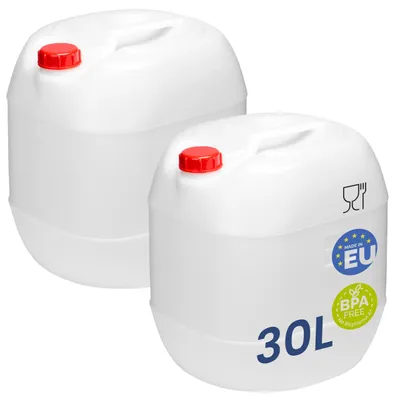 Produktbild von Garronda 2er Pack 30L Wasserkanister Camping BPA-frei Lebensmittelecht Wasserbehälter Kanister 30 L Wassertank Camping Zubehör Outdoor Wasserkanister GD-0082 Weiß