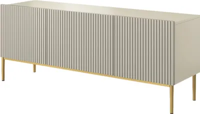 Zdjęcie produktu dla NOWOCZESNA WITRYNA szkło KREDENS REGAŁ z półkami duża komoda 100cm kaszmir