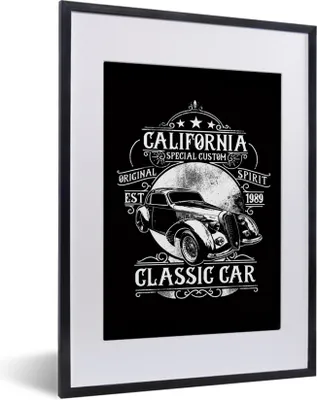 Produktbild von MuchoWow® MuchoWow® Gerahmtes Poster Mancave - Auto - Retro - Illustration 30x40 cm - Poster mit zchwarzem Bilderrahmen - Wandposter Schlafzimmer