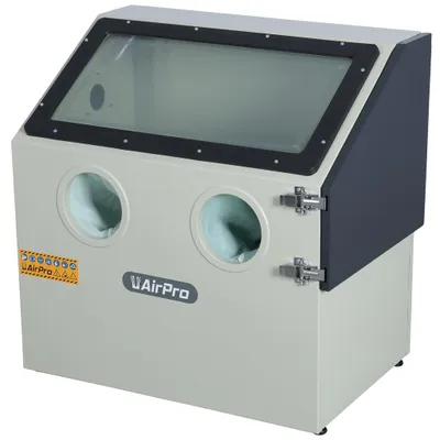 Produktbild von Sandstrahlkabine SBC110 110L 69x46x42cm 8bar weiß Tischsandstrahler Sandstrahler
