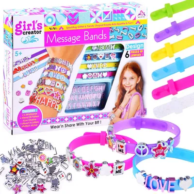 Produktbild von Kreatives Armband-Bastelset mit Streifen, Perlen und Buchstaben ZA3211