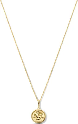Produktbild von New Bling 9NBG-0291 Gold Halskette mit Sternbild - Schütze - 10 mm Durchmesser - Ankerglied - 39 + 3 + 3 cm - 0,8 mm dick - 14 Karat - Gold