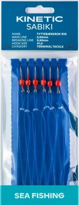Immagine prodotto di Kinetic Sabiki Tyttebærkrok #1/0 Rosso/Argento Merluzzo carbonaro Leader