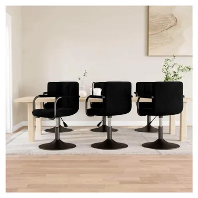 Produktbild von Esszimmerstühle 6er-Set, drehbar, schwarz, Samtbezug, höhenverstellbar, modernes Design für Küche und Esszimmer, stabiles Stahlgestell mit Armlehnen