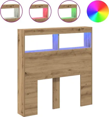 Image de vidaXL Tête de lit LED avec étagères Chêne Artisan 100x17x102 cm