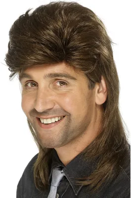 Zdjęcie produktu dla Brązowa peruka Mullet dla mężczyzn