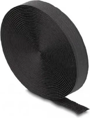 Produktbild von Delock Klettband auf Rolle mit Schlaufe L 5 m x B 20 mm schwarz
