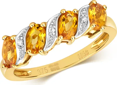 Produktbild von Raffinierter 9 Karat (375) Gold Diamant Damenring Brillant-Schliff H - PK mit Citrin, 54 (17.2); TRS28683RSN
