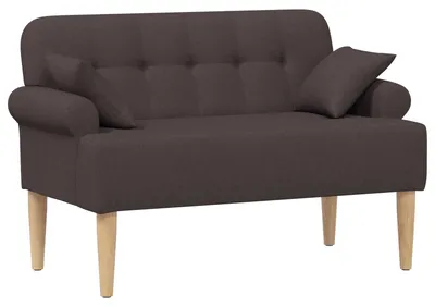 Immagine prodotto di Divano a due posti con cuciture a bottone, color marrone scuro, 120 x 65 x 79 cm, rivestito in tessuto