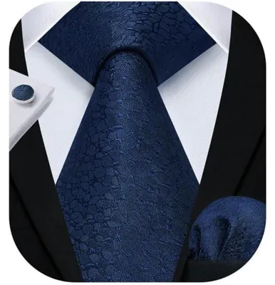 Produktbild von Herren Krawatten und Einstecktuch Set Marineblau