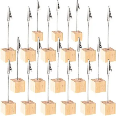 Produktbild von Fotohalter，20 STK Fotohalter Clip, Kiefer Basis Memohalter Klammer für Büro Hochzeits Party Hausdekoration Geschäften Restaurants Anzeige Tischnummern