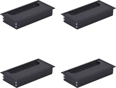Produktbild von HOOZ 4x Kabeldurchführung Schreibtisch, 160mm Aluminium Kabeldurchlass mit Bürstendichtung, Kabeldurchführung Tisch für Tisch Büro Arbeitsplatten, Kabelkanal für Möbel und Schreibtisch (Rechteckig)