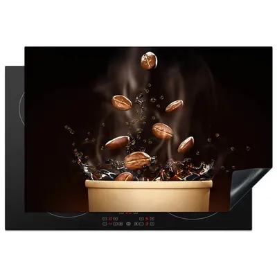 Produktbild von KitchenYeah© Herdabdeckplatte Kaffee - Schwarz - Kaffeebohnen , 77x51cm, Küche Deko, Glaskeramikkochfeld Herdabdeckung, Abdeckplatte fùr Kochfeld