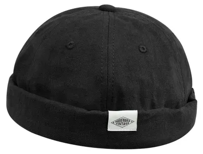 Produktbild von Docker Cap Seemannsmütze Hafenmütze Herren Sommer Ohne Schirm Rolled Cuff Uni Schwarz