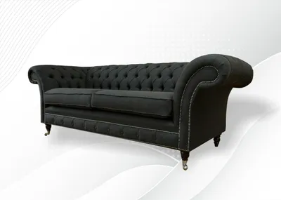 Produktbild von Chesterfield 3 Sitz Textil Stoff Dreisitzer Grau Wohnzimmer Design Sofa Couchen