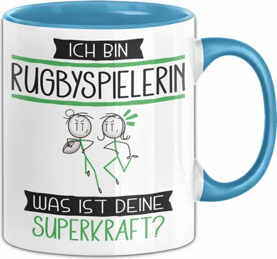 Produktbild von Rugbyspielerin Geschenk Tasse Ich Bin Rugbyspielerin Was Ist Deine Superkraft Geschenkidee Lustig Geburtstag Weihnachten (Blau)