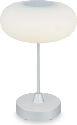 Produktbild von Briloner Leuchten - LED Tischlampe Akku, Dimmbar, Glas LED Tischleuchte Kabellos, Touchfunktion, 3.300K Warmweiß, Chrom-Matt, 150x160 mm (HxD)