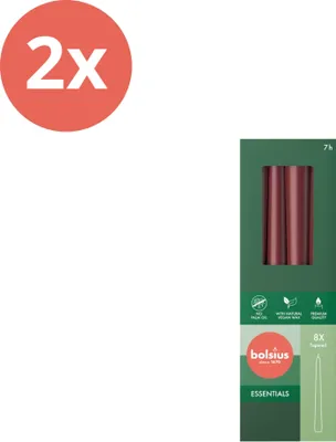 Zdjęcie produktu dla Bolsius - Świece gotyckie - 245/24 - 8 sztuk w opakowaniu - aksamitna czerwień - opakowanie wartościowe - 16 sztuk - 2 opakowania