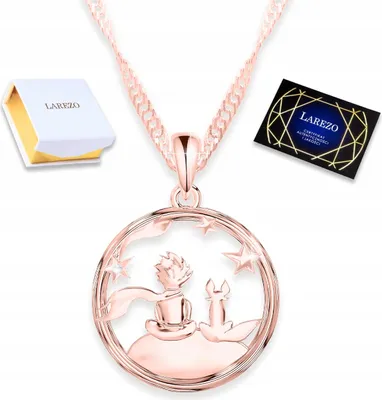 Produktbild von Vergoldete Halskette „Der kleine Prinz“, Fuchs, Sterne, Mond, Märchen, Liebe, 925