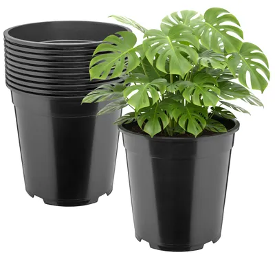 Image de Garronda, pot rond et haut en plastique avec trous de drainage, pot de culture GD-KW-RH