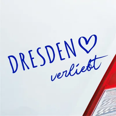 Produktbild von Auto Aufkleber Dresden verliebt Herz Stadt Heimat Liebe Car 19x7 cm Dunkelblau Sticker Heckscheibenaufkleber