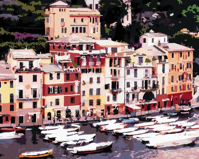 Produktbild von Zuty - Malen nach Zahlen - STADT UND SCHIFFE, ITALIEN (TED DAVIS), 40x50 cm, mit Keilrahmen (bereits gespannt)