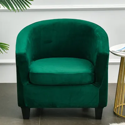 Produktbild von (Dunkelgrün) Club Stuhl Schonbezug Sesselhusse High Stretch Samt Badewanne Stuhlhussen Sessel Sofabezug Schonbezug Möbelschutz Soft Couch Bezüge für Cafe Stuhl Loungesessel Cocktailsessel