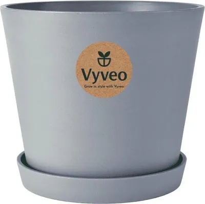 Image de Vyveo - Pot de fleurs Norden avec soucoupe - Gris foncé - 12x11